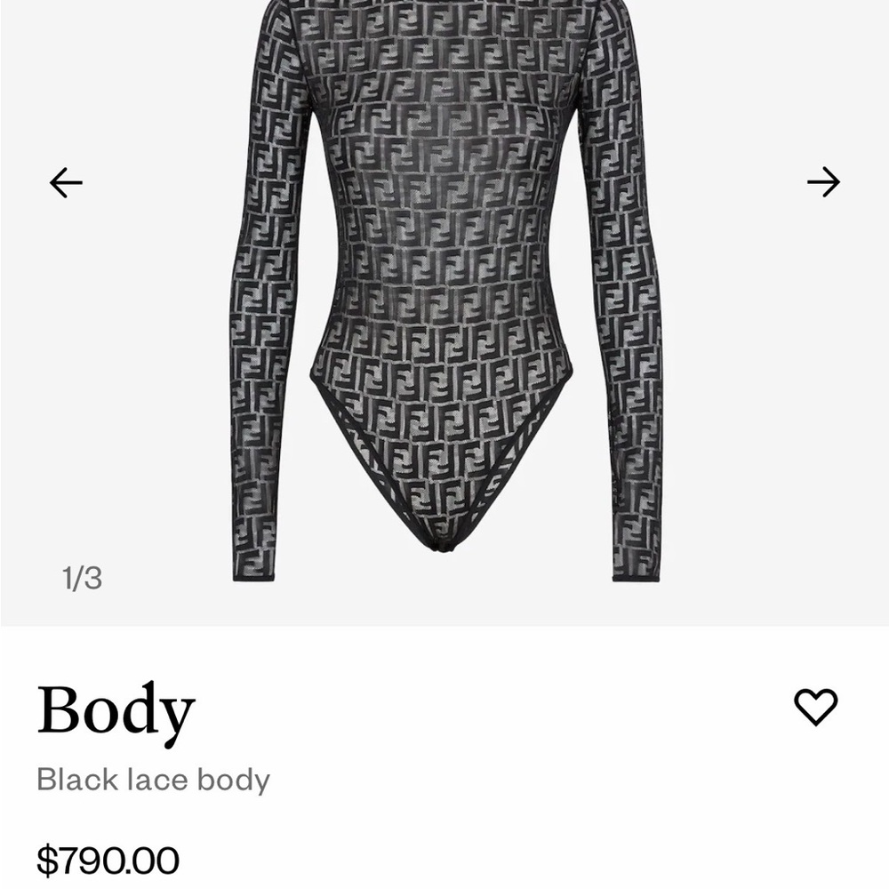 Fendi Black Monogram Lace Bodysuit
